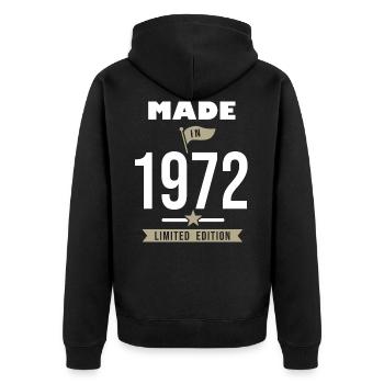 MADE IN 1972 geboren 1972 Jubiläum 50 Jahre - Unisex Premium Bio Zip Hoodie - Schwarz - Hinten - Nico (187cm)