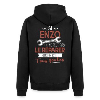 Si Enzo ne peut pas le réparer on est foutus - Veste à capuche bio Premium Unisexe - noir - Dos - Nico (187cm)