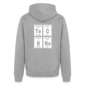 Techno Music Science Periodic Table Freetekno Rave - Unisex Premium Bio Zip Hoodie - Grau meliert - Hinten - Nico (187cm)
