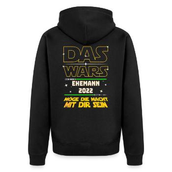 Das Wars Ehemann 2022 JGA Junggeselle Bräutigam - Unisex Premium Bio Zip Hoodie - Schwarz - Hinten - Nico (187cm)