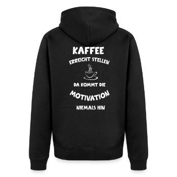 Kaffee Coffee Cooler Spruch Sprüche Geschenkidee - Unisex Premium Bio Zip Hoodie - Schwarz - Hinten - Nico (187cm)