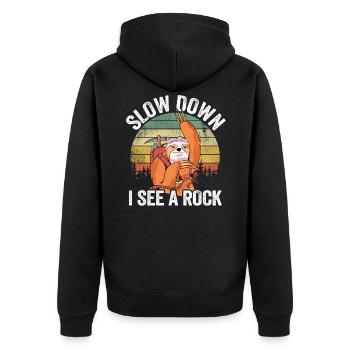 Geologie Faultier Lustig Geologe Geschenk Geologin - Unisex Premium Bio Zip Hoodie - Schwarz - Hinten - Nico (187cm)