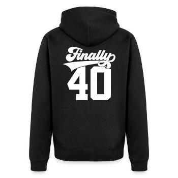 40TH BIRTHDAY FINALLY 40 FINALLY 40 - Unisex Premium Organic Zip Hoodie - black - Back - Nico (187cm)