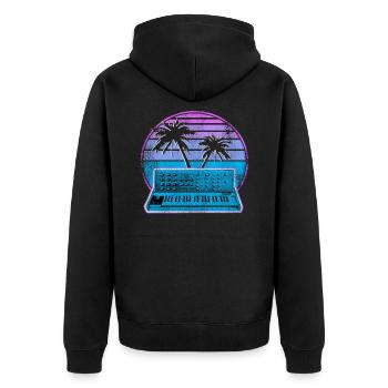 Synthétiseur analogique Synthwave Vintage Retrowave - Veste à capuche bio Premium Unisexe - noir - Dos - Nico (187cm)