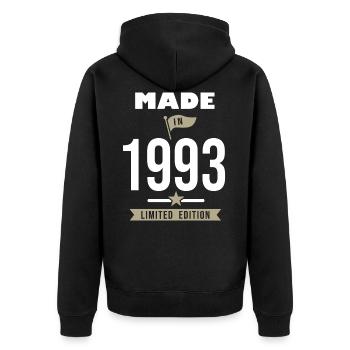 MADE IN 1993 né en 1993 anniversaire 30 ans - Veste à capuche bio Premium Unisexe - noir - Dos - Nico (187cm)