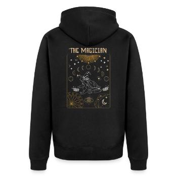 Tarot Card Occult Witchcraft Frog Magician Gothic - Unisex Premium Organic Zip Hoodie - black - Back - Nico (187cm)