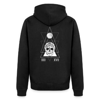 Tarot Card Witchcraft Skull Moon Gothic Occult - Unisex Premium Bio Zip Hoodie - Schwarz - Hinten - Nico (187cm)