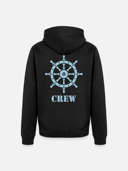 Crew (Crew Complement / Ship’s Wheel) - Unisex Premium Organic Zip Hoodie - black
