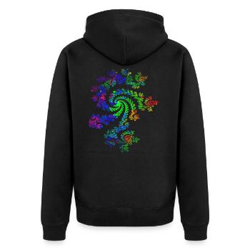 Fraktal Farbenfroh - Unisex Premium Bio Zip Hoodie - Schwarz - Hinten - Nico (187cm)