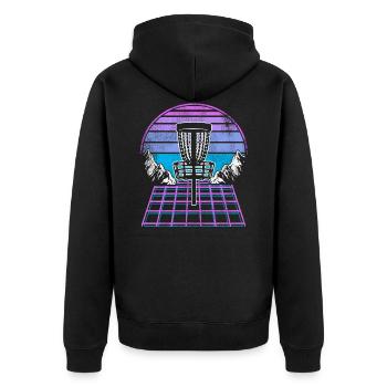 Disc Golf 80s Retrowave Vintage Frisbee Golf Hobby - Veste à capuche bio Premium Unisexe - noir - Dos - Nico (187cm)