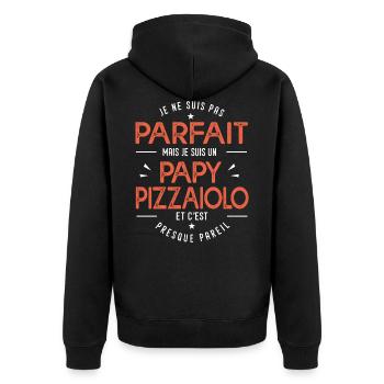 je suis un papy pizzaiolo cadeau pizzaiolo humour - Veste à capuche bio Premium Unisexe - noir - Dos - Nico (187cm)