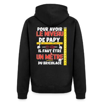 Papy bricoleur Haut niveau idée cadeau humour - Veste à capuche bio Premium Unisexe - noir - Dos - Nico (187cm)