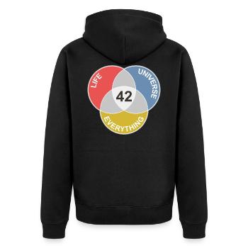 42 ist die Antwort für Leben, Universum und alles - Unisex Premium Bio Zip Hoodie - Schwarz - Hinten - Nico (187cm)