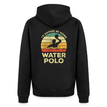 C’est drôle que je préfère jouer au water-polo - Veste à capuche bio Premium Unisexe - noir - Dos - Nico (187cm)