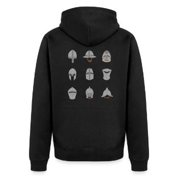 Types of Medieval Helmets Middle Ages - Unisex Premium Organic Zip Hoodie - black - Back - Nico (187cm)