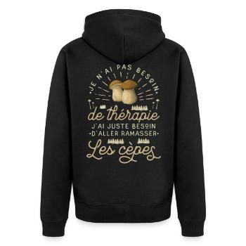 Cèpe Champignon Cueillette Cèpes Champignons - Veste à capuche bio Premium Unisexe - noir - Dos - Nico (187cm)