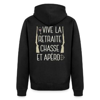 Vive Retraite Chasse Apéro Chasseur Retraité Tee - Veste à capuche bio Premium Unisexe - noir - Dos - Nico (187cm)