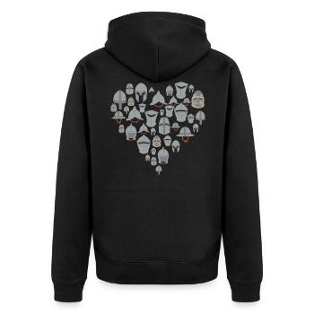 medieval helmets heart Middle Ages - Unisex Premium Organic Zip Hoodie - black - Back - Nico (187cm)