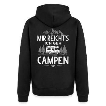 Wohnmobil Camping Mir Reichts Ich Geh Campen - Unisex Premium Bio Zip Hoodie - Schwarz - Hinten - Nico (187cm)