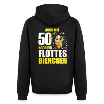 50 Geburtstag Frauen Geschenk lustig Biene Imker - Unisex Premium Bio Zip Hoodie - Schwarz - Hinten - Nico (187cm)