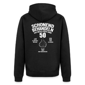 50 Geburtstag Geschenk Club der alten Säcke 50 - Unisex Premium Bio Zip Hoodie - Schwarz - Hinten - Nico (187cm)