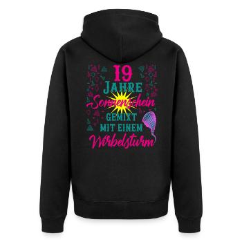 19 Geburtstag Frauen Geschenk 19 Jahre Geburtstag - Unisex Premium Bio Zip Hoodie - Schwarz - Hinten - Nico (187cm)