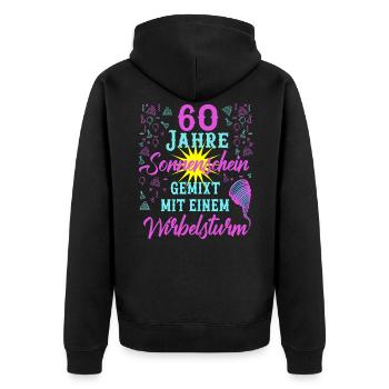 60 Geburtstag Frauen Geschenk 60 Jahre Geburtstag - Unisex Premium Bio Zip Hoodie - Schwarz - Hinten - Nico (187cm)