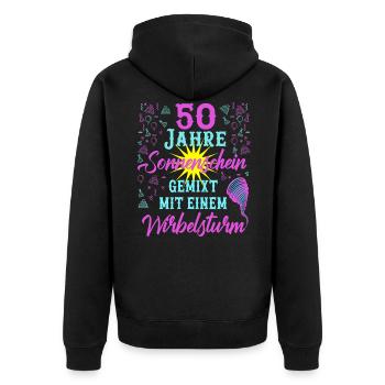50 Geburtstag Frauen Geschenk 50 Jahre Geburtstag - Unisex Premium Bio Zip Hoodie - Schwarz - Hinten - Nico (187cm)