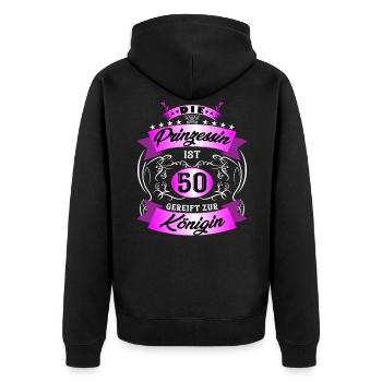 50 Geburtstag Frauen Geschenk 50 Jahre Geburtstag - Unisex Premium Bio Zip Hoodie - Schwarz - Hinten - Nico (187cm)