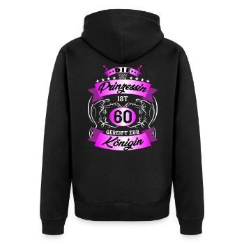 60 Geburtstag Frauen Geschenk 60 Jahre Geburtstag - Unisex Premium Bio Zip Hoodie - Schwarz - Hinten - Nico (187cm)