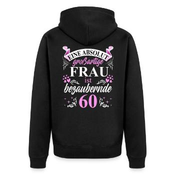 60. Geburtstag 60 Jubiläum 60 Ehrentag 60 Jahre - Unisex Premium Bio Zip Hoodie - Schwarz - Hinten - Nico (187cm)