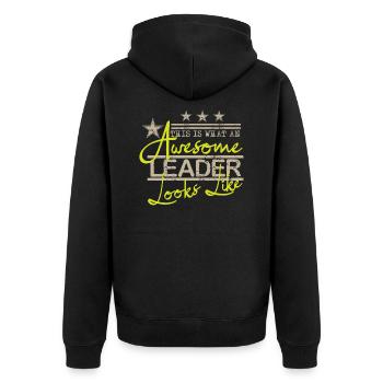 Leader - Unisex Premium Bio Zip Hoodie - Schwarz - Hinten - Nico (187cm)