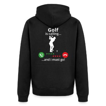 Golf ruft... und ich muss gehen! T-Shirt für Golf - Unisex Premium Bio Zip Hoodie - Schwarz - Hinten - Nico (187cm)