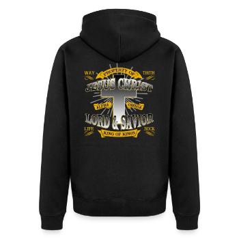 Property Of Jesus Christ - Christian Design - Unisex Premium Organic Zip Hoodie - black - Back - Nico (187cm)