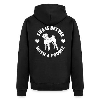 Pudel - Unisex Premium Bio Zip Hoodie - Schwarz - Hinten - Nico (187cm)