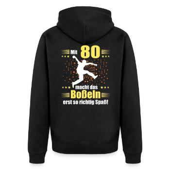 Boßeln Geschenk Boßler Bosseln Boßelsport - Unisex Premium Bio Zip Hoodie - Schwarz - Hinten - Nico (187cm)