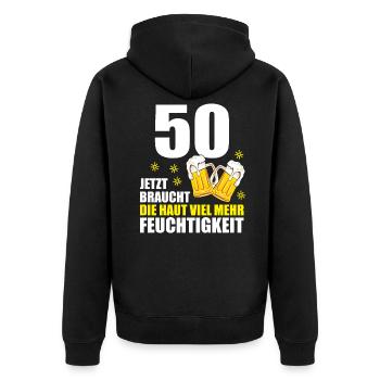 50 Geburtstag 50. Jubiläum 50 Ehrentag Bier Humor - Unisex Premium Bio Zip Hoodie - Schwarz - Hinten - Nico (187cm)