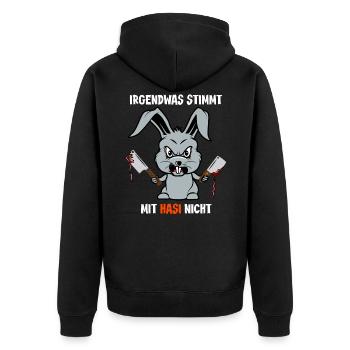 Halloween 2021 Monster verrückter Hase Sarkasmus - Unisex Premium Bio Zip Hoodie - Schwarz - Hinten - Nico (187cm)