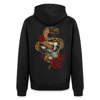 Skull Hardrock Biker - Veste à capuche bio Premium Unisexe - noir - Dos - Nico (187cm)
