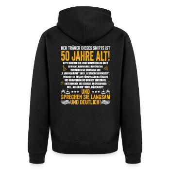 50. Geburtstag lustige Geschenke Männer 50 Jahre - Unisex Premium Bio Zip Hoodie - Schwarz - Hinten - Nico (187cm)