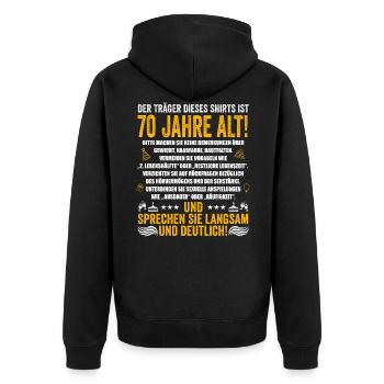 70. Geburtstag lustige Geschenke Männer 70 Jahre - Unisex Premium Bio Zip Hoodie - Schwarz - Hinten - Nico (187cm)