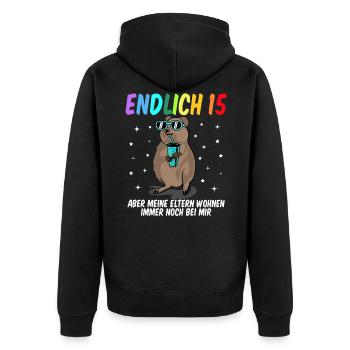 15 Geburtstag Fun Geschenk lustig 15. Ehrentag - Unisex Premium Bio Zip Hoodie - Schwarz - Hinten - Nico (187cm)