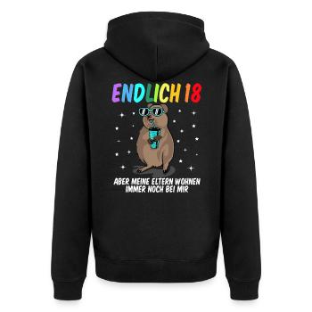 18 Geburtstag Fun Geschenk lustig 18. Ehrentag - Unisex Premium Bio Zip Hoodie - Schwarz - Hinten - Nico (187cm)