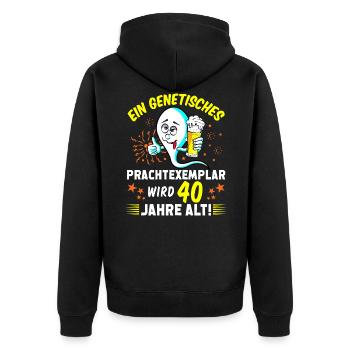 Vor 40 Jahren war ich mal der Schnellste Statement - Unisex Premium Bio Zip Hoodie - Schwarz - Hinten - Nico (187cm)