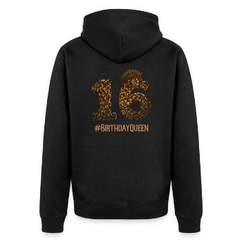 Sechzehnter Geburtstag Gold Crown Queen Sweet 16 Jahre - Unisex Premium Bio Zip Hoodie - Schwarz - Hinten - Nico (187cm)