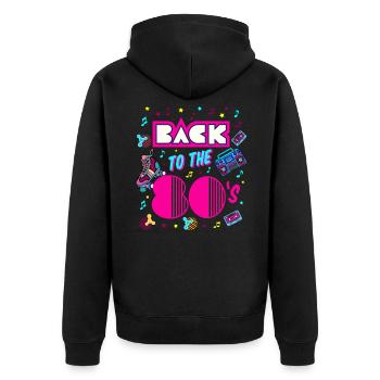 80er Party 80er Jahre Outfit 80s party 80s retro - Unisex Premium Bio Zip Hoodie - Schwarz - Hinten - Nico (187cm)