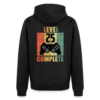 25 Geburtstag 25 Jahre Geschenk lustig 25 Jubiläum - Unisex Premium Bio Zip Hoodie - Schwarz - Hinten - Nico (187cm)