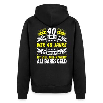 40. Dienstjubiläum 40. Firmenjubiläum Geschenk - Unisex Premium Bio Zip Hoodie - Schwarz - Hinten - Nico (187cm)
