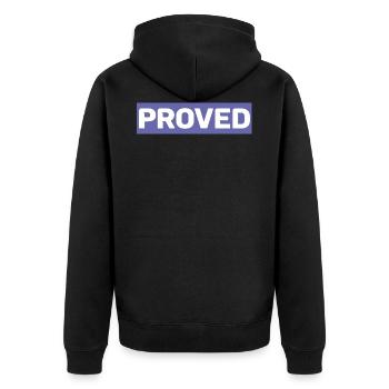 very peri trend proved lila shirt 2022 - Unisex Premium Bio Zip Hoodie - Schwarz - Hinten - Nico (187cm)