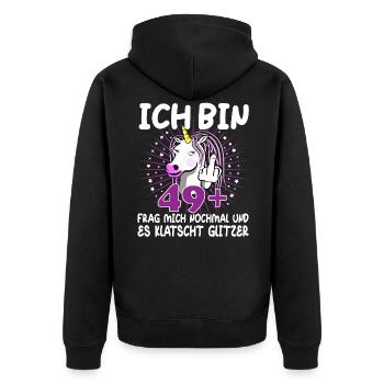 50. Geburtstag Einhorn 50 Jahre 50. Jubiläum Fun - Unisex Premium Bio Zip Hoodie - Schwarz - Hinten - Nico (187cm)